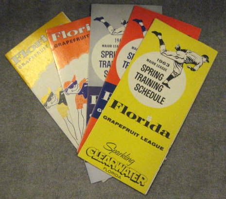 60's SPRING TRAINING GRAPEFRUIT LEAGUE SCHEDULES - (5)