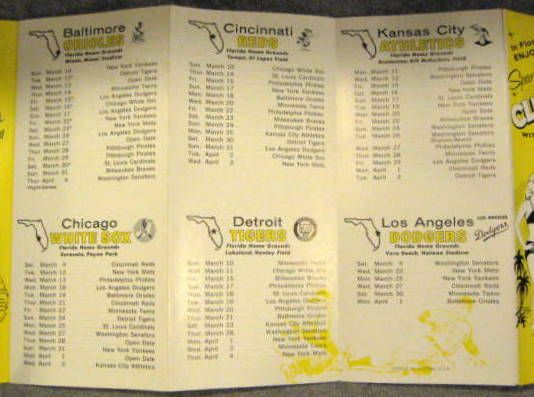 60's SPRING TRAINING GRAPEFRUIT LEAGUE SCHEDULES - (5)