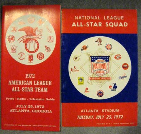 1972 ALL STAR GAME MEDIA GUIDES - AMERICAN LEAGUE & NATIONAL LEAGUE