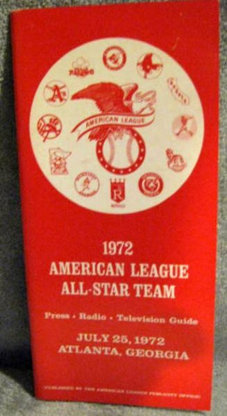 1972 ALL STAR GAME MEDIA GUIDES - AMERICAN LEAGUE & NATIONAL LEAGUE