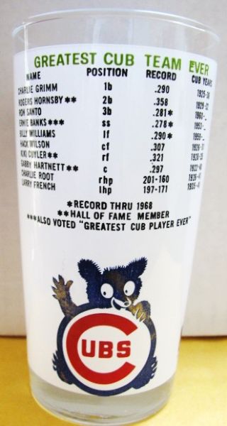 1969 CHICAGO CUBS GLASS