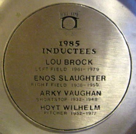 1985 BASEBALL HALL OF FAME INDUCTION PEWTER PLATE w/BROCK