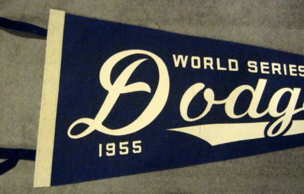 1955 BROOKLYN DODGERS WORLD CHAMPS PENNANT- SUPER RARE!