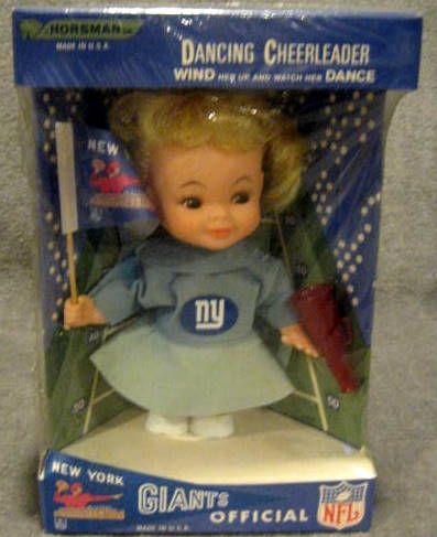 60's NEW YORK GIANTS HORSMAN WIND-UP CHEERLEADER -SEALED IN BOX