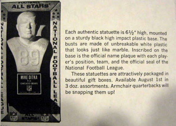 60's JIM TAYLOR GREEN BAY PACKERS ALL-STAR BUST MOLD