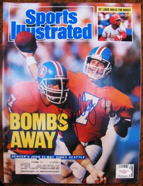 1987 JOHN ELWAY SIGNED SPORTS ILLUSTRATED w/JSA COA