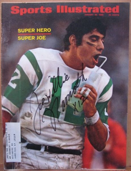 1969 JOE WILLIE NAMATH  SIGNED SPORTS ILLUSTRATED w/JSA COA