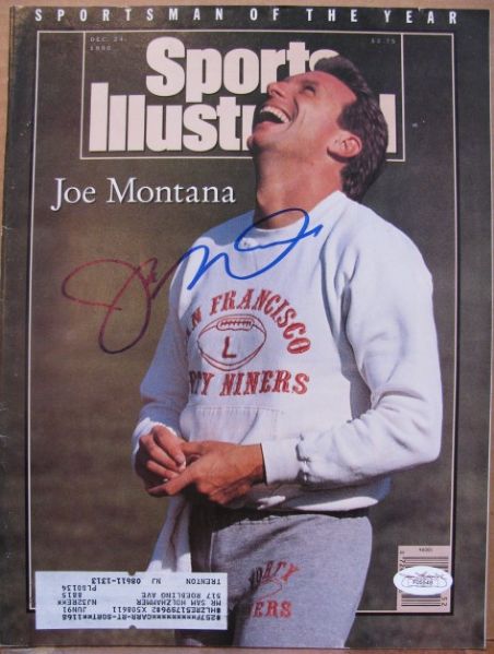 1990 JOE MONTANA SIGNED SPORTS ILLUSTRATED w/JSA COA