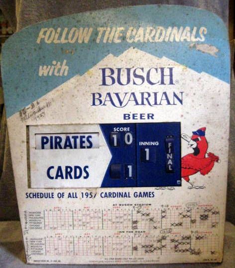 1957 ST. LOUIS CARDINALS BUSCH BEER  ADVERTISING DISPLAY SCHEDULE