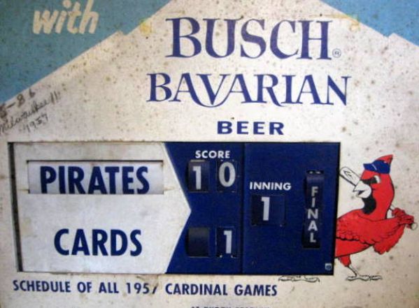 1957 ST. LOUIS CARDINALS BUSCH BEER  ADVERTISING DISPLAY SCHEDULE