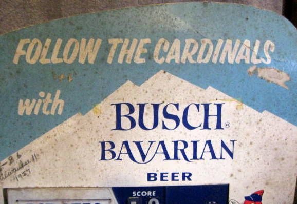 1957 ST. LOUIS CARDINALS BUSCH BEER  ADVERTISING DISPLAY SCHEDULE