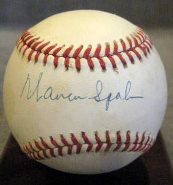 WARREN SPAHN SIGNED ONL BASEBALL w/JSA COA