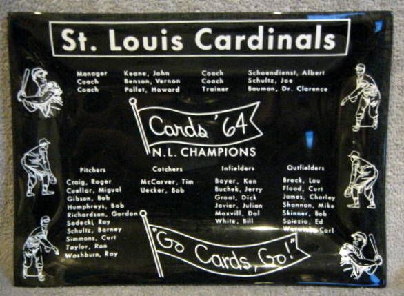 1964 ST. LOUIS CARDINALS NATIONAL LEAGUE CHAMPIONS GLASS TRAY