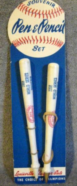 1968 WORLD SERIES PEN & PENCIL SET ON CARD