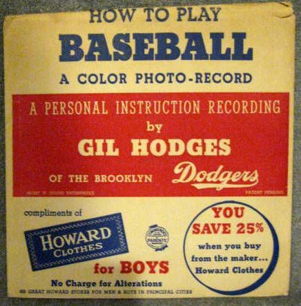 50's GIL HODGES BROOKLYN DODGERS HOW TO PLAY BASEBALL RECORD w/SLEEVE