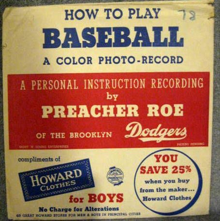 50's PREACHER ROE BROOKLYN DODGERS HOW TO PLAY BASEBALL RECORD w/SLEEVE