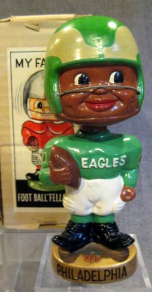 60's PHILADELPHIA EAGLES BLACK FACE BOBBING HEAD w/BOX