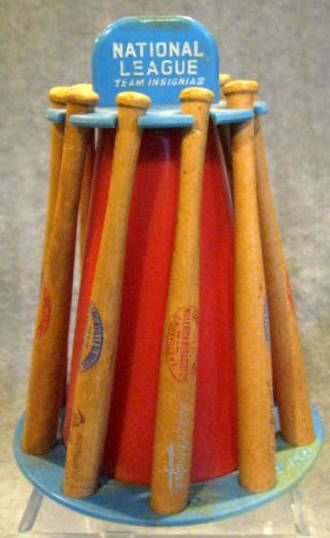 50's NATIONAL LEAGUE BAT RACK BANK- w/BROOKLYN DODGERS