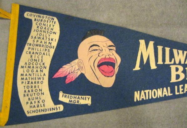 1957 MILWAUKEE BRAVES WORLD SERIES PENNANT