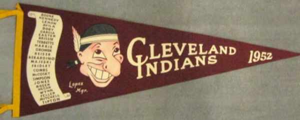 1952 CLEVELAND INDIANS SCROLL PENNANT