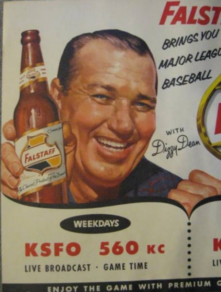 VINTAGE 50's FALSTAFF BEER ADVERTISING SIGN w/DIZZY DEAN