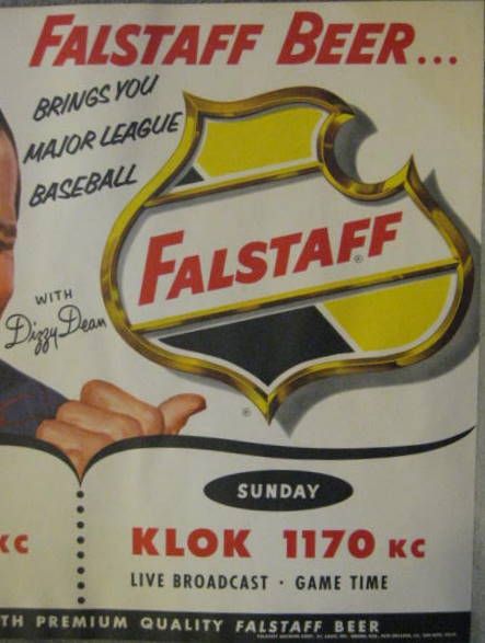 VINTAGE 50's FALSTAFF BEER ADVERTISING SIGN w/DIZZY DEAN