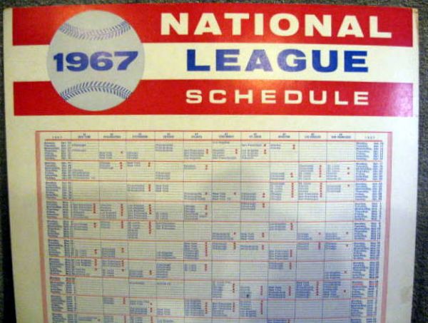 1967 NATIONAL LEAGUE BASEBALL SCHEDULE / POSTER- LARGE