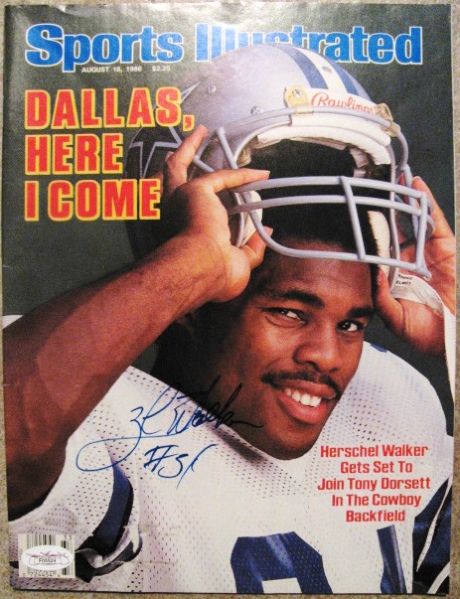 1986 HERSCHEL WALKER SIGNED SPORTS ILLUSTRATED w/JSA COA