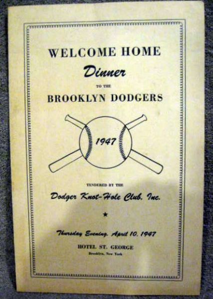 VINTAGE LOT OF 4 WELCOME HOME BROOKLYN DODGERS DINNER PROGRAMS