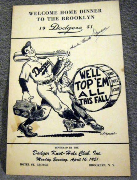 VINTAGE LOT OF 4 WELCOME HOME BROOKLYN DODGERS DINNER PROGRAMS