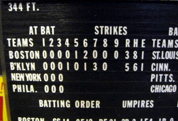 EBBETS FIELD SCOREBOARD FOLK ART DISPLAY- ROBINSON'S FIRST GAME!