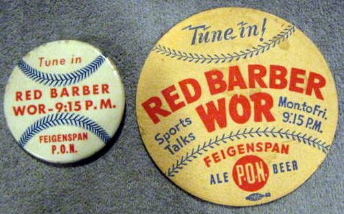 50's RED BARBER SHOW PINBACK & ADVERTISING COASTER