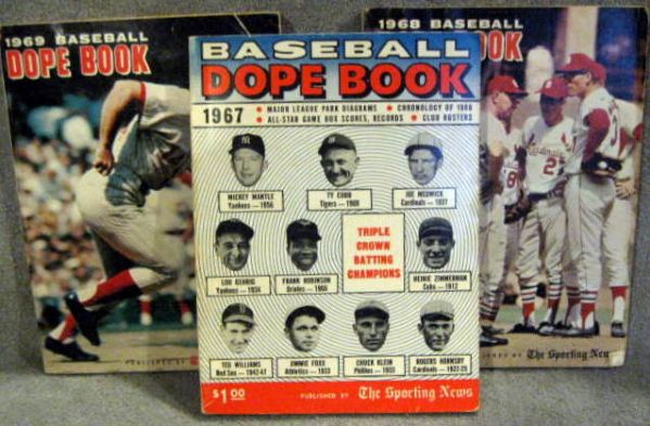 1967-1969 SPORTING NEWS BASEBALL DOPE BOOKS (3)