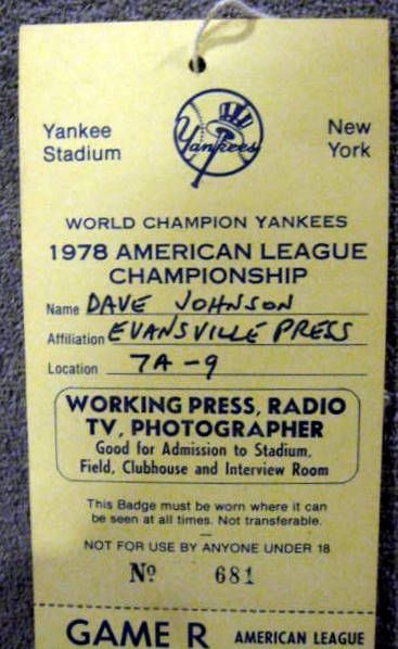 1978 ALCS PRESS PASSES @ YANKEE STADIUM - 2