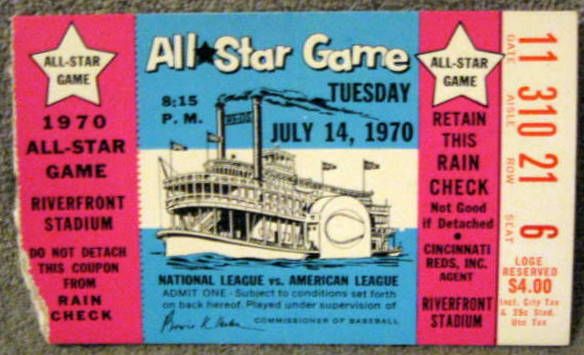 1970 MLB ALL-STAR GAME TICKET STUBS (4) w/ENVELOPE @CINCINNATI