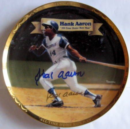 HANK AARON 'HOME RUN PLATE - SIGNED w/JSA COA