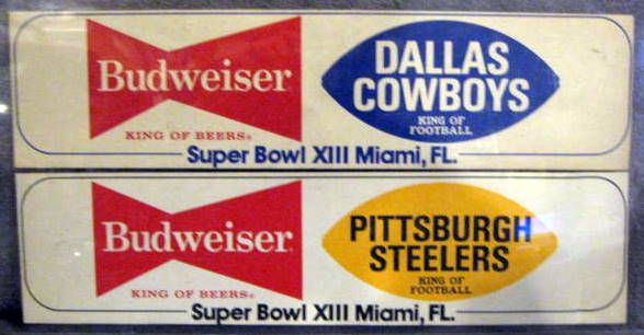 1979 SUPER BOWL XIII BUMPER STICKERS - 2- STEELERS & COWBOYS