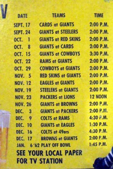 Lot Detail 1961 NFL T V SCHEDULE POSTER FROM BALLANTINE BEER