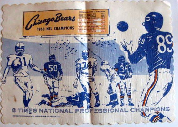 Lot Detail - 1963 NFL CHAMPIONS CHICAGO BEARS PLACEMAT w/SCHEDULE