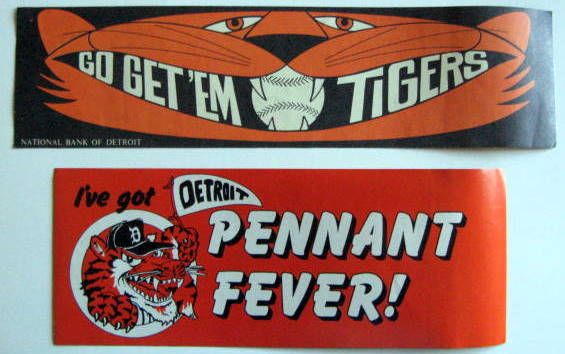 VINTAGE DETROIT TIGERS BUMPER STICKERS- 2