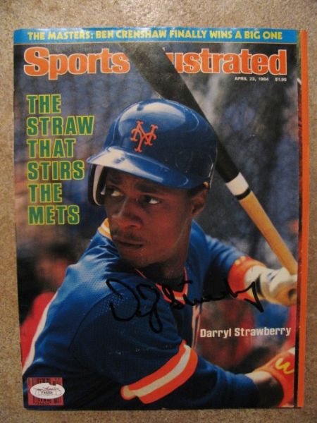 NY METS DARRYL STRAWBERRY SIGNED SPORTS ILLUSTRATED W/ JSA COA