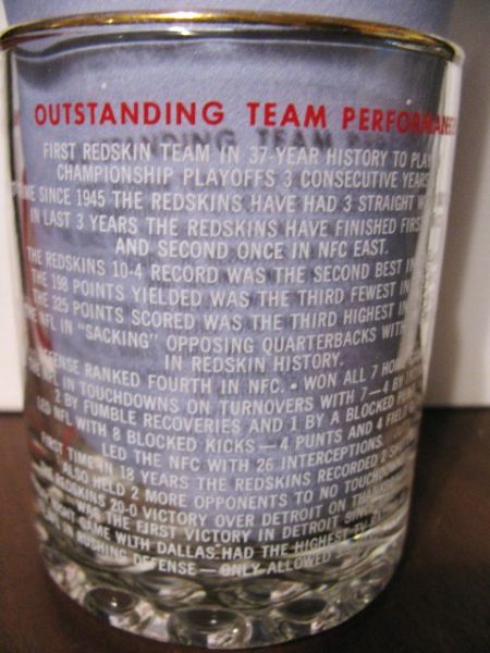 1973 WASHINGTON REDSKINS CO CHAMPIONS GLASS