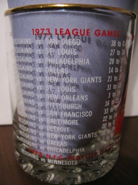 1973 WASHINGTON REDSKINS CO CHAMPIONS GLASS