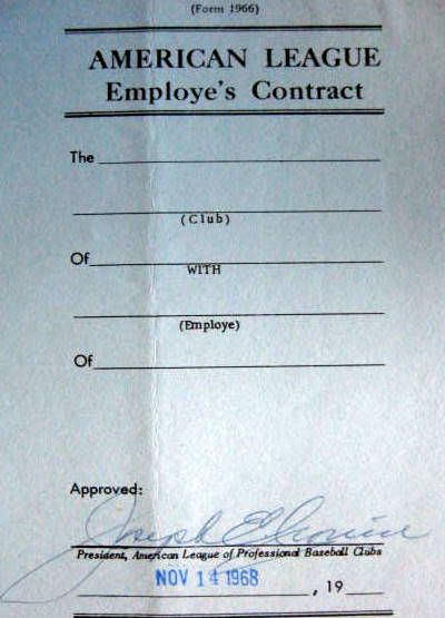 1968 SAL MAGLIE SEATTLE PILOTS SIGNED CONTRACT + EXTRAS