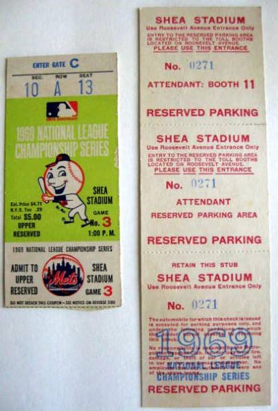 1969 NLCS TICKETS STUB- NEW YORK METS - w/BONUS - RARE