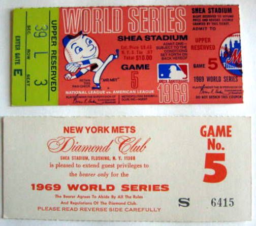 1969 WORLD SERIES TICKET STUB- GAME 5 PLUS BONUS