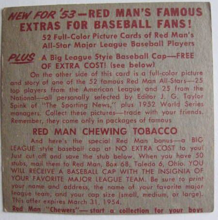 1953 RED MAN BROOKLYN DODGERS CARDS- 5 DIFFERENT