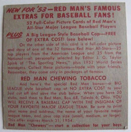 1953 RED MAN BROOKLYN DODGERS CARDS- 5 DIFFERENT