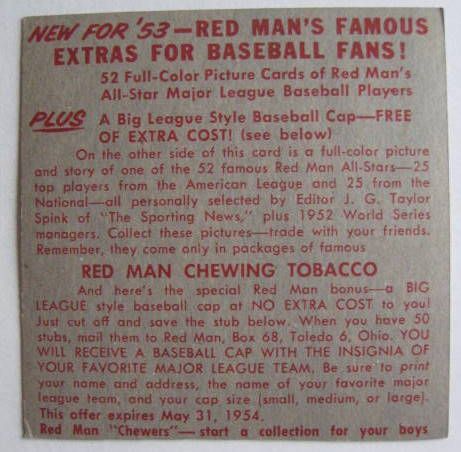 1953 RED MAN BROOKLYN DODGERS CARDS- 5 DIFFERENT