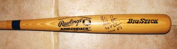 NOLAN RYAN 324 WINS 5714 K'S SIGNED BASEBALL BAT W/JSA COA